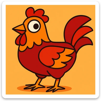 clever chicken, vibrant cartoon style sticker