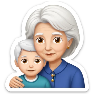 white hair grandmother with herbrown hair grandson sticker