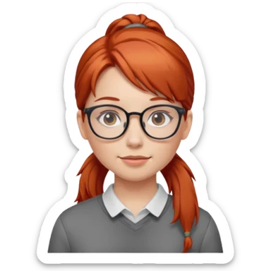red haired Ponytail Girl with Glasses sticker