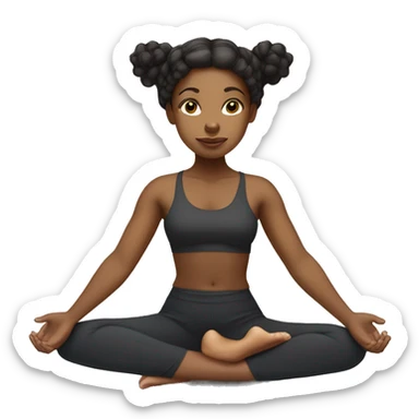 light skin black girl in cow face yoga pose arms extend and crossed in front of face, legs crossed at the knee sticker