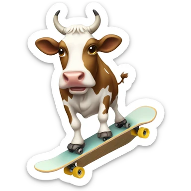 Cow skate boarding sticker