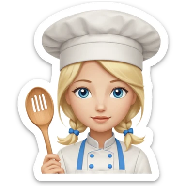 Sexy Long Blonde hair blue eyed female chef sticker