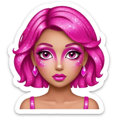 hot pink glitter sparkles babe girl makeup diva brat sticker