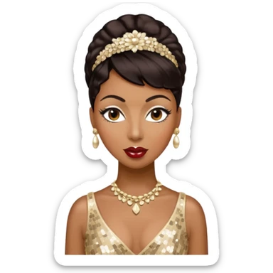 Josephine Baker with dark brown hair, cream sequin outfit sticker