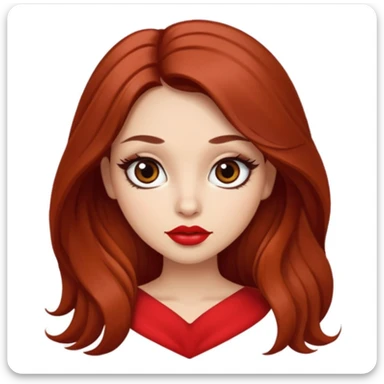 Sexy busty Latina with round face and large eyes and auburn long hair lashes lipstick and a tiny waist sticker