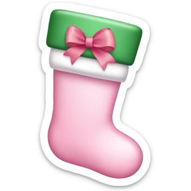  light pink Christmas stocking with big light pink bow sticker