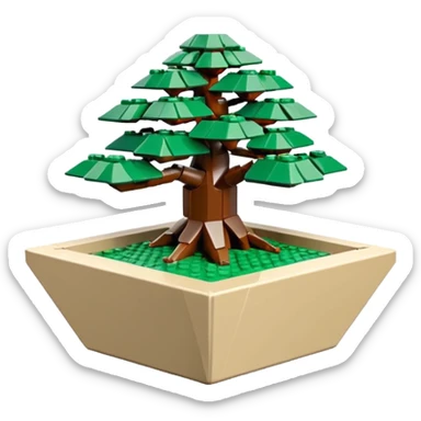 Empty(freshly made, no tree in it) Lego bonsai pot with triangular angular faceted asymmetrical original shaped body  sticker