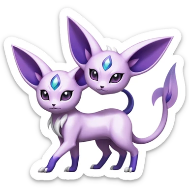 Shiny Exotic Espeon-Absol-Pokémon-Fakémon-hybrid-creature (full body) sticker