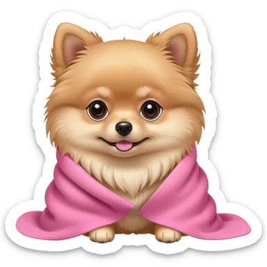 pomeranian with pink towel sticker