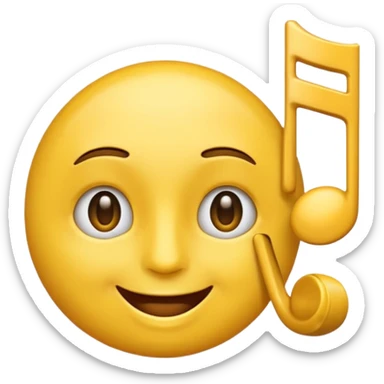 un emoji qui écoute de la musique  avec un léger sourire sticker
