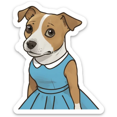 Dog wearing a dress sticker