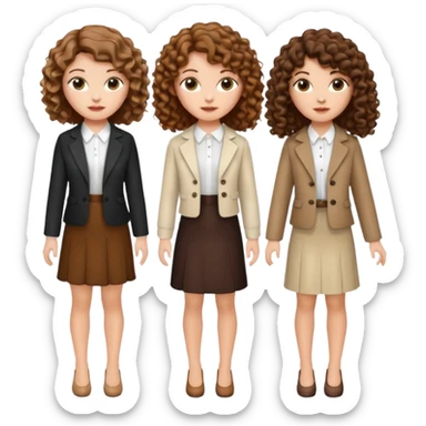 3 white girls, all of off this with brown hair but one whit straight one whit curly and one whit very curly(aesthetic)and chic clothes sticker