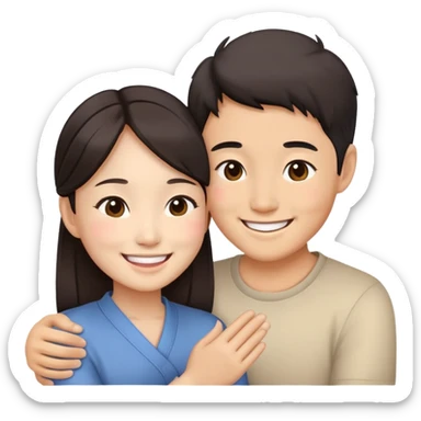 2 Asians  patting each other sticker