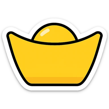 Chinese Yuanbao, gold ingot used as currency in imperial China sticker