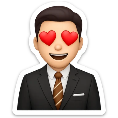 Make the background transparent, keep the in love facial expression and style as shown in the reference image. sticker