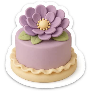 purple flower fondant cake art style sticker