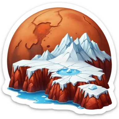 Mars with polar ice caps sticker