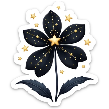 Black flower with stars around  sticker