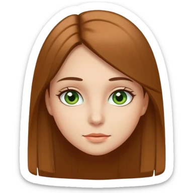 Girl with straight hairs, green and brown eyes and with clear skin but not to much  sticker