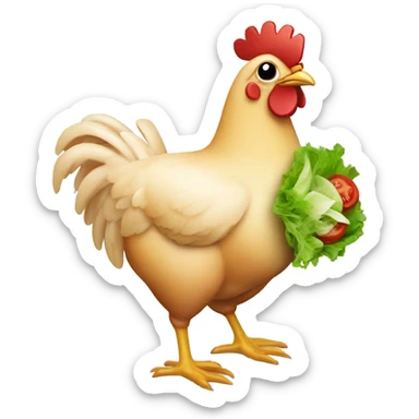 Chicken with a salad sticker