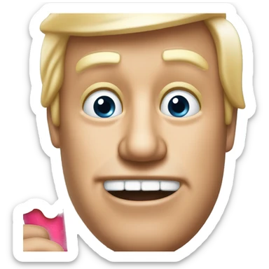 A guy looking like Trump licking on a popsicle sparkling eyes Lifting his right Hand to greet others sticker