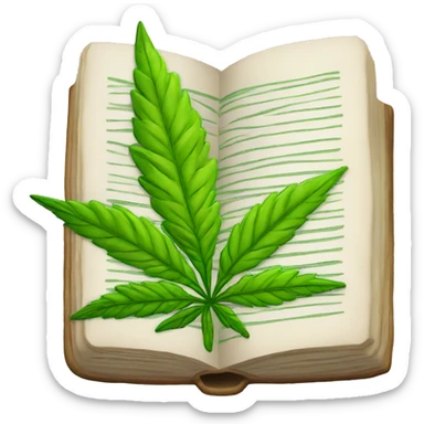 Book with a weed leaf on it sticker