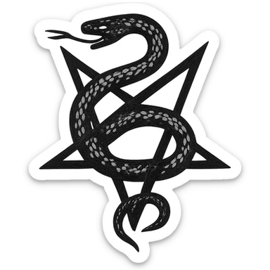 Lucifer's emblem, featuring a serpent coiled around a star, mysterious and powerful, iconic design sticker