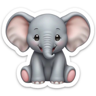 Cinematic Cute Yawning Baby Elephant Portrait Emoji, Head tilted slightly with a dramatic, wide-open yawn, showcasing a soft, downy gray hide with oversized drooping ears, round eyes barely open in drowsy contentment, Simplified yet irresistibly adorable features, highly detailed, glowing with a soft, cozy glow, high shine, relaxed yet expressive, stylized with a touch of gentle whimsy, bright and endearing, soft glowing outline, capturing the essence of a sleepy yet affectionate baby elephant, so drowsy it feels like it could stretch out of the screen and curl up for a nap! sticker