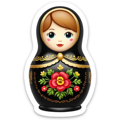 Black colour Russian doll sticker
