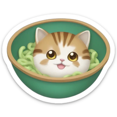 Chat dans un bol de nouille sticker