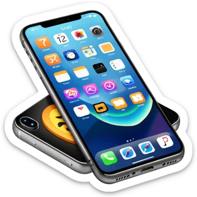 iPhone 17 Pro Max with app icons, time and battery level sticker