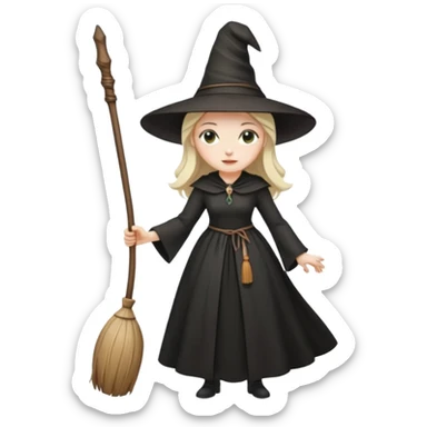 witch with a hat and a broomstick sticker