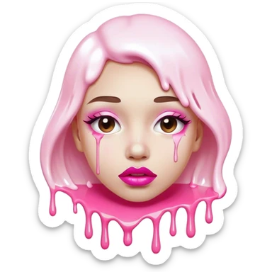 white paint dripping off Floating pink glossy lips sticker