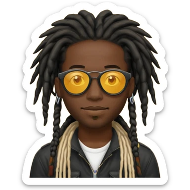 a black african guy with dreadlocks, wearing black shades and aura farming emoji sticker