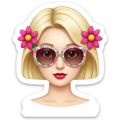 Lady with floral sunglasses  sticker