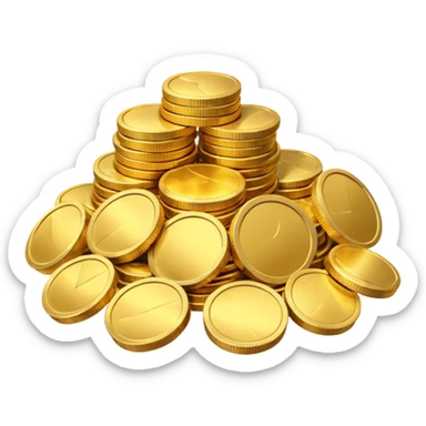 small pile of gold coins, 3D emoji style, shiny gold, no symbols, no text,  sticker