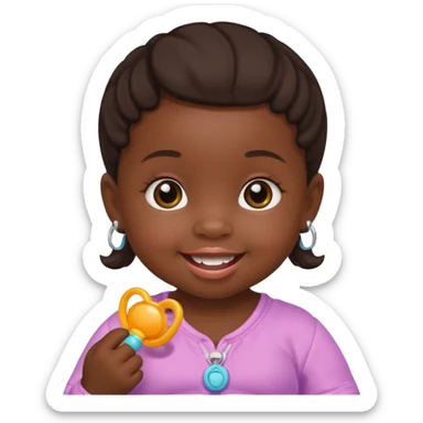 a baby girl with pacifier and dark skin sticker