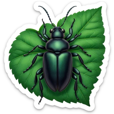 a black beetle on leaf sticker