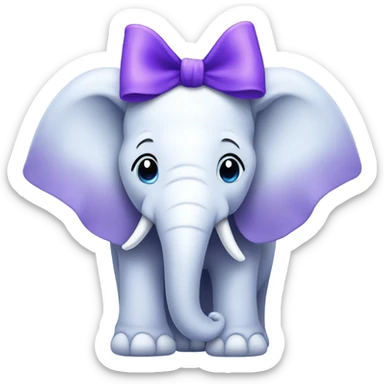White elephant with blue & purple bow sticker