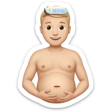 Make a man with a pregnant belly sticker