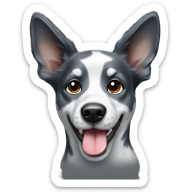 black and grey blue healer dog with its tongue out  sticker