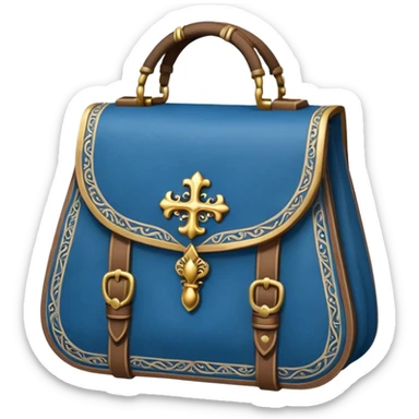 dnd item icon, medieval bag in blue, front view sticker