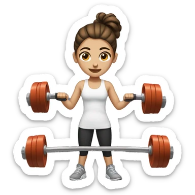 Brown haired girl with messy bun lifting dumbells sticker