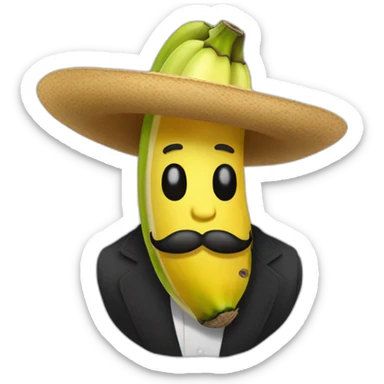 un platano con bigote y sombrero mexicano sticker