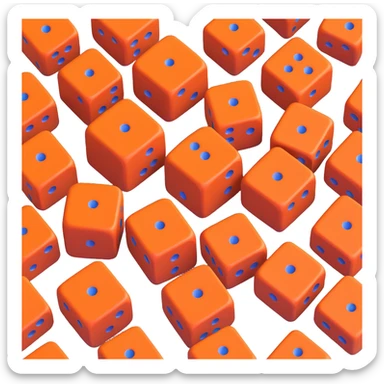 Hermès-style dice, 3D, orange leather, luxury, no text sticker