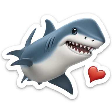 Une requin et un dauphin sans aileron avec un coeur entre les deux sticker