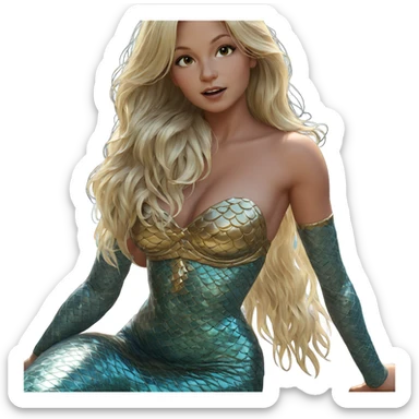 blonde mermaid on a rock sticker