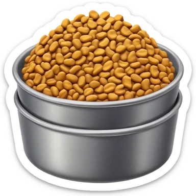 tiger  pet food bowl with, the food is piled on top of the bowl where it is so full sticker