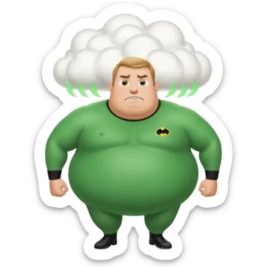 green fat mr incredible farting with giant fart cloud sticker