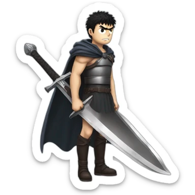 angry berserk guts carrying a huge sword on his shoulder sticker